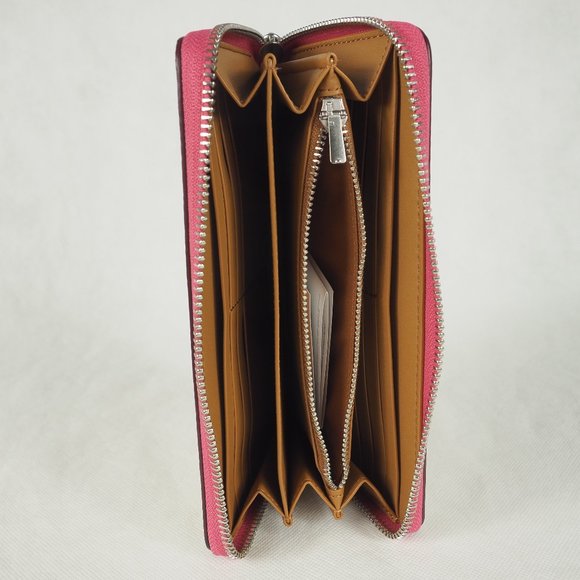 Coach Wallet Long Zip Around Leather Popsicle Print Chalk White Pink Multi C4530 - Picture 8 of 10